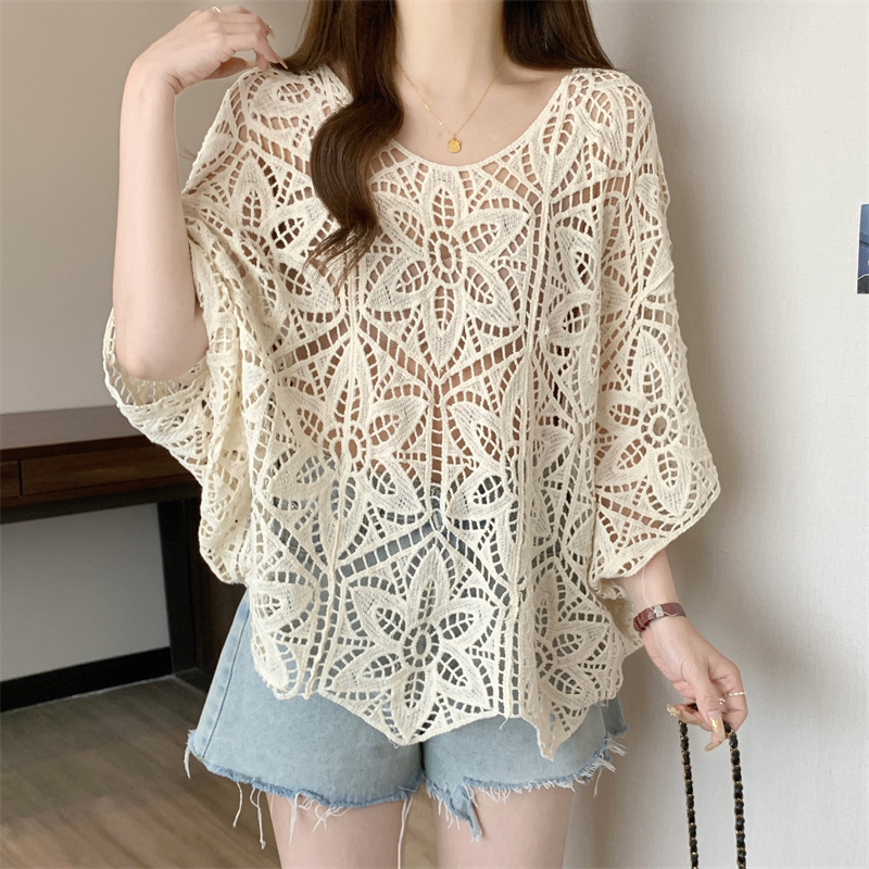 Crochet Top Boho - Tığ işi dantel üst kadın şeffaf