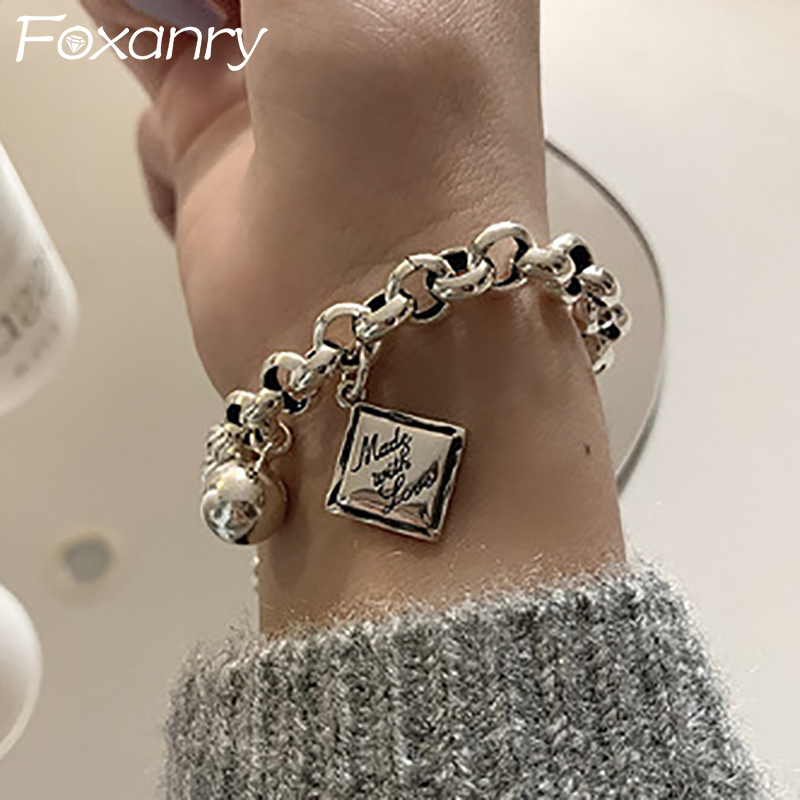 Vintage Fashion Tags - FOXANRY İngilizce Mektup Etiketi Punk Brcacelet