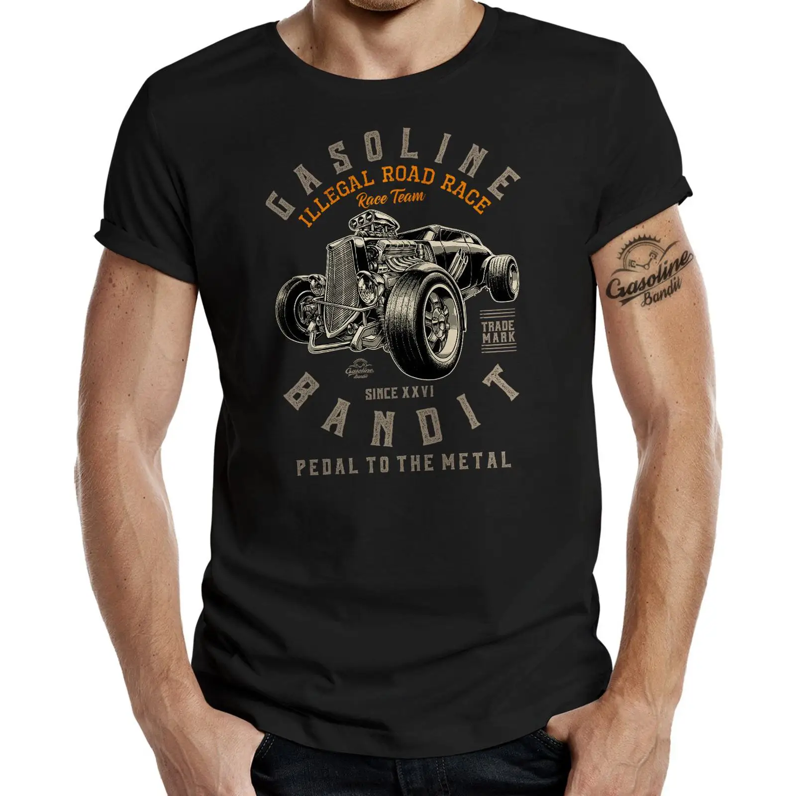 Vintage Fashion Herren - Sponsorlu Reklam Hot Rod Racer Erkek