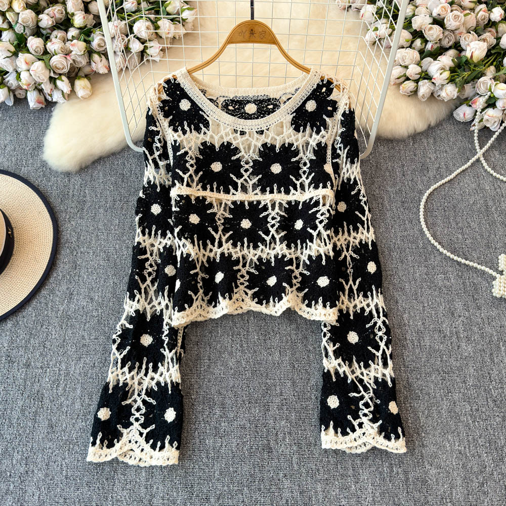 Crochet Top Boho - Kadınlar için Çiçekli Tığ İşi Üst,