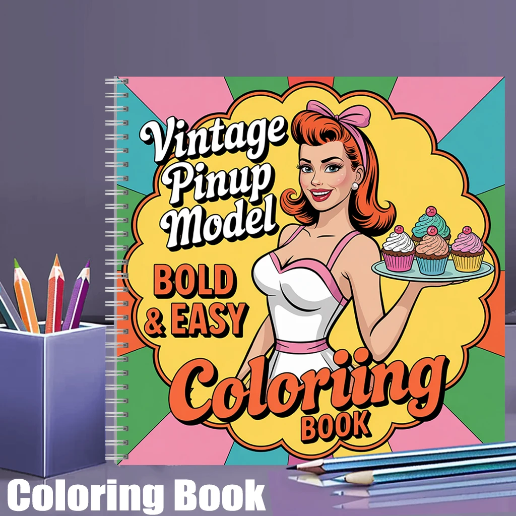 Vintage Fashion Coloring Book - Yetişkinler için Vintage Model Boyama Kitabı,
