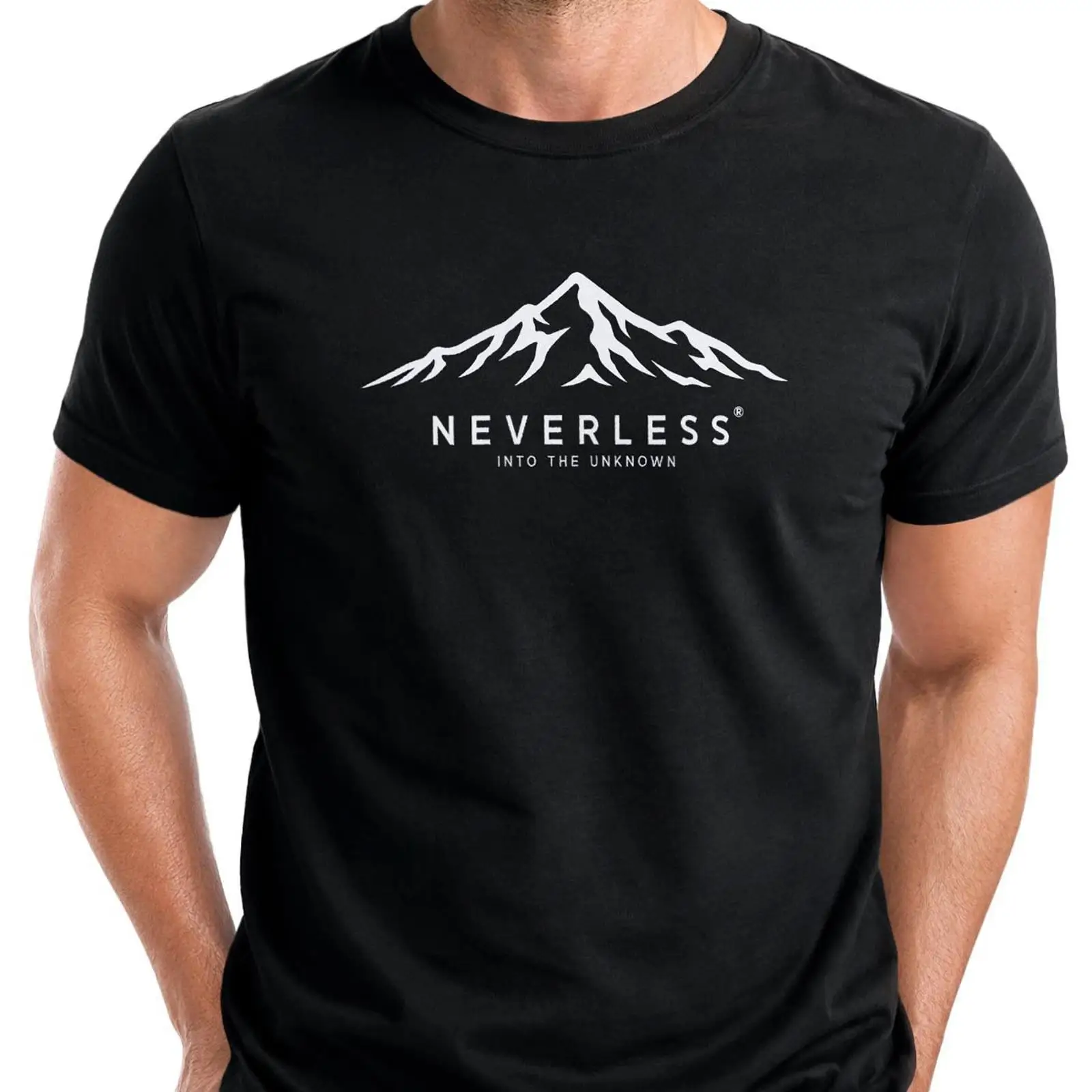 Vintage Fashion Herren - Neverless Baskılı Tişört Herren Dağ Macera
