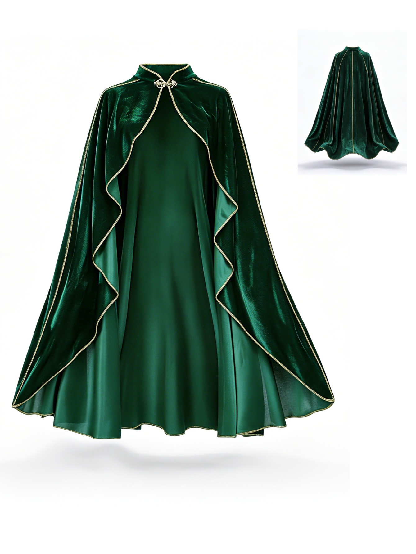 Vintage Fashion Dresses - Kadınlar için Vintage Yeşil Kadife Pelerin,