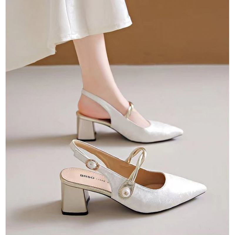 Vintage Fashion Dresses - 2026 Zarif Kadınlar Sivri Burunlu Slingback