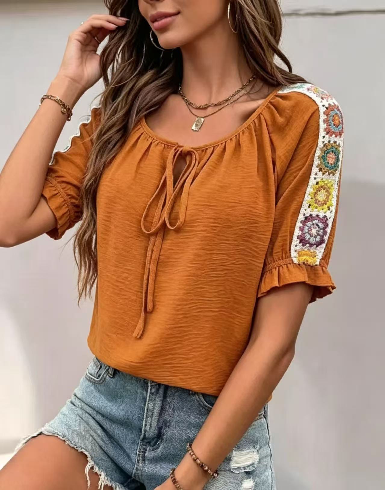 Boho Kadın Bluzu Bağcıklı Yaka - Crochet Top Boho incelemesi ve fiyatı